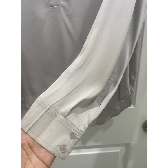 Vince V-Neck Gray Silk Long Sleeve Blouse Sz 12 - Picture 5 of 6